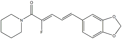 (2Z,4E)-1-Piperidino-2-fluoro-5-(1,3-benzodioxol-5-yl)-2,4-pentadien-1-one Struktur