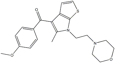 (4-Methoxyphenyl)[6-(2-morpholinoethyl)-5-methyl-6H-thieno[2,3-b]pyrrol-4-yl]methanone Struktur