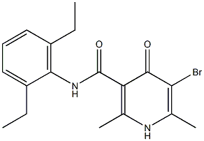 N-(2,6-Diethylphenyl)-1,4-dihydro-2,6-dimethyl-5-bromo-4-oxo-3-pyridinecarboxamide Struktur