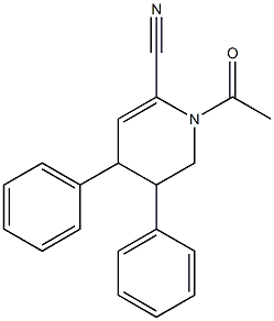 3-Phenyl-1-acetyl-1,2,3,4-tetrahydro-4-phenylpyridine-6-carbonitrile Struktur