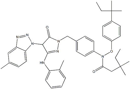 1-[4-(2,4-Di-tert-pentylphenoxyacetylamino)benzyl]-3-(2-methylanilino)-4-(5-methyl-1H-benzotriazol-1-yl)-5(4H)-pyrazolone Struktur