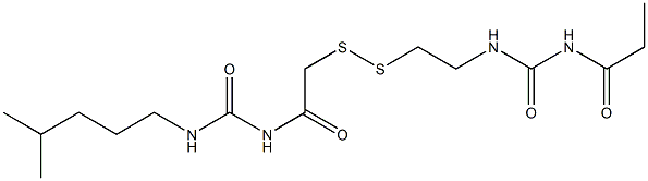 1-Propanoyl-3-[2-[[(3-isohexylureido)carbonylmethyl]dithio]ethyl]urea Struktur