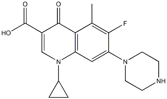 1-Cyclopropyl-6-fluoro-1,4-dihydro-5-methyl-4-oxo-7-(1-piperazinyl)quinoline-3-carboxylic acid Struktur