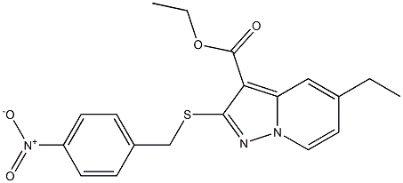 2-[[(4-Nitrophenyl)methyl]thio]-5-ethylpyrazolo[1,5-a]pyridine-3-carboxylic acid ethyl ester Struktur