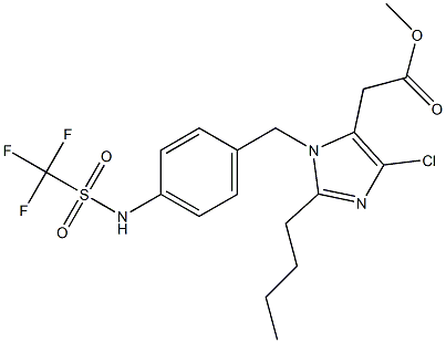 2-Butyl-4-chloro-1-[4-(trifluoromethylsulfonylamino)benzyl]-1H-imidazole-5-acetic acid methyl ester Struktur