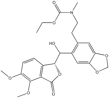 N-Methyl-N-[2-[6-[[[(1R)-1,3-dihydro-4,5-dimethoxy-3-oxoisobenzofuran]-1-yl]hydroxymethyl]-1,3-benzodioxol-5-yl]ethyl]carbamic acid ethyl ester Struktur