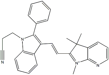 2-[2-[1-(2-Cyanoethyl)-2-phenyl-1H-indol-3-yl]ethenyl]-1,3,3-trimethyl-3H-pyrrolo[2,3-b]pyridin-1-ium Struktur