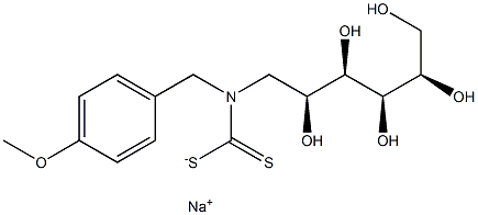 N-(4-Methoxybenzyl)-N-(1-deoxy-D-glucitol-1-yl)dithiocarbamic acid sodium salt Struktur