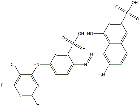 6-Amino-5-[[4-[(5-chloro-2,6-difluoro-4-pyrimidinyl)amino]-2-sulfophenyl]azo]-4-hydroxy-2-naphthalenesulfonic acid Struktur