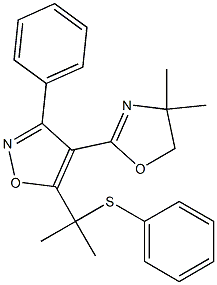 3-Phenyl-4-(4,4-dimethyl-2-oxazolin-2-yl)-5-[1-methyl-1-(phenylthio)ethyl]isoxazole Struktur