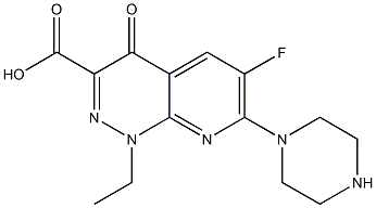 6-Fluoro-1-ethyl-7-piperazino-1,4-dihydro-4-oxopyrido[2,3-c]pyridazine-3-carboxylic acid Struktur