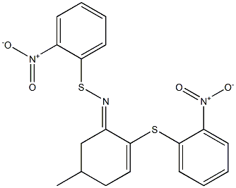 5-Methyl-1-(2-nitrophenylthioimino)-2-(2-nitrophenylthio)-2-cyclohexene Struktur