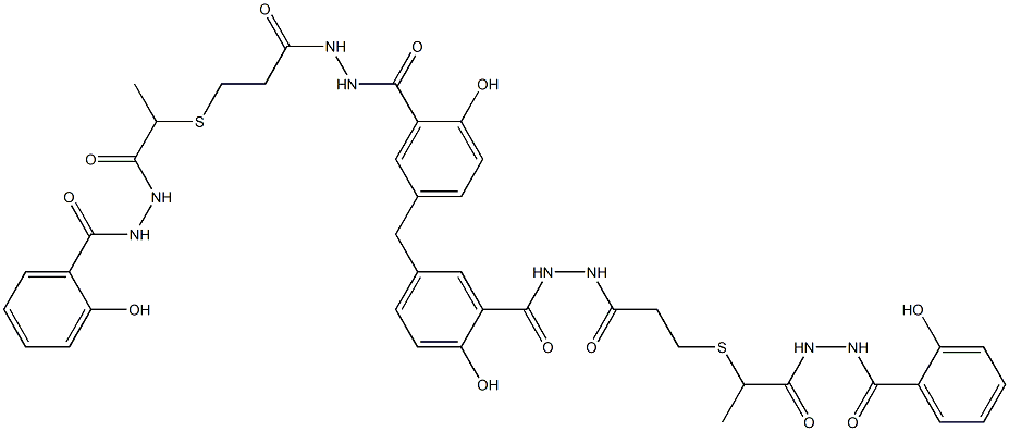 5,5'-Methylenebis[N'-[3-[[1-[(N'-salicyloylhydrazino)carbonyl]ethyl]thio]propionyl]salicylic hydrazide] Struktur