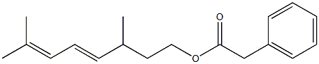 Phenylacetic acid 3,7-dimethyl-4,6-octadienyl ester Struktur