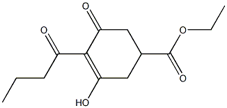 4-Butyryl-3-hydroxy-5-oxo-3-cyclohexene-1-carboxylic acid ethyl ester Struktur