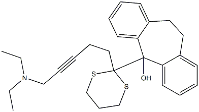 10,11-Dihydro-5-[2-(5-diethylamino-3-pentynyl)-1,3-dithian-2-yl]-5H-dibenzo[a,d]cyclohepten-5-ol Struktur