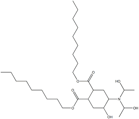 5-Hydroxy-4-[bis(1-hydroxyethyl)amino]-1,2-cyclohexanedicarboxylic acid dinonyl ester Struktur