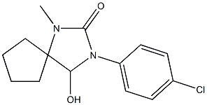 1-Methyl-4-hydroxy-3-(4-chlorophenyl)-1,3-diazaspiro[4.4]nonan-2-one Struktur