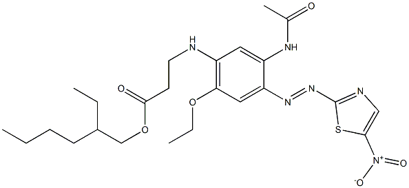 4'-Ethoxy-5'-[2-(2-ethylhexyloxycarbonyl)ethylamino]-2'-(5-nitrothiazol-2-ylazo)acetanilide Struktur