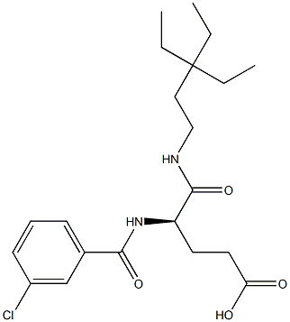 (R)-4-(3-Chlorobenzoylamino)-5-oxo-5-(3,3-diethylpentylamino)valeric acid Struktur