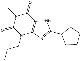 1-Methyl-3-propyl-8-cyclopentylxanthine Struktur