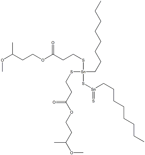 11,11-Bis[[2-(3-methoxybutoxycarbonyl)ethyl]thio]-9,11-distanna-10-thianonadecane-9-thione Struktur