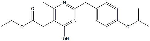 4-Hydroxy-2-(p-isopropoxybenzyl)-6-methyl-5-pyrimidineacetic acid ethyl ester Struktur