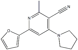 2-Methyl-4-(pyrrolidin-1-yl)-6-(2-furanyl)pyridine-3-carbonitrile Struktur