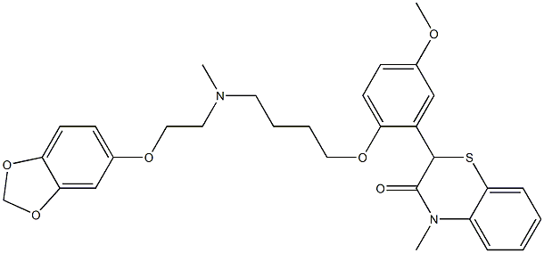 2-[2-[4-[N-[2-(3,4-Methylenedioxyphenoxy)ethyl]methylamino]butoxy]-5-methoxyphenyl]-4-methyl-4H-1,4-benzothiazin-3(2H)-one Struktur