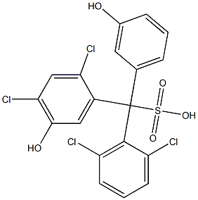 (2,6-Dichlorophenyl)(2,4-dichloro-5-hydroxyphenyl)(3-hydroxyphenyl)methanesulfonic acid Struktur