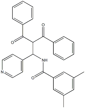 N-[1-(4-Pyridinyl)-2,2-bis(phenylcarbonyl)ethyl]-3,5-dimethylbenzamide Struktur