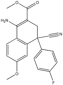 1-Amino-4-cyano-3,4-dihydro-6-methoxy-4-(4-fluorophenyl)naphthalene-2-carboxylic acid methyl ester Struktur