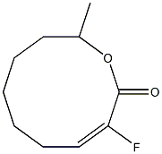 (E)-3-Fluoro-10-methyl-1-oxacyclodeca-3-en-2-one Struktur