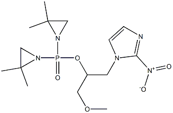 Bis(2,2-dimethyl-1-aziridinyl)phosphinic acid 1-methoxymethyl-2-(2-nitro-1H-imidazol-1-yl)ethyl ester Struktur