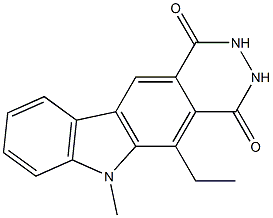 5-Ethyl-6-methyl-6H-pyridazino[4,5-b]carbazole-1,4(2H,3H)-dione Struktur