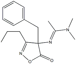 3-Propyl-4-benzyl-4-[[1-(dimethylamino)ethylidene]amino]isoxazol-5(4H)-one Struktur