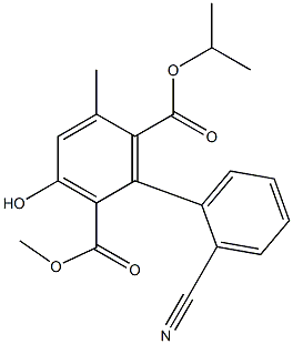 3-Hydroxy-5-methyl-2'-cyano-1,1'-biphenyl-2,6-dicarboxylic acid 2-methyl 6-isopropyl ester Struktur