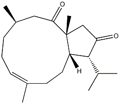 (1R,3aR,6R,9E,12aS)-3,3a,6,7,8,11,12,12a-Octahydro-3a,6,10-trimethyl-1-isopropylcyclopentacycloundecene-2,4(1H,5H)-dione Struktur