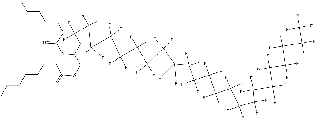 Dioctanoic acid 4,4,5,5,6,6,7,7,8,8,9,9,10,10,11,11,12,12,13,13,14,14,15,15,16,16,17,17,18,18,19,19,20,20,21,21,22,22,23,23,24,24,25,25,26,26,26-heptatetracontafluoro-1,2-hexacosanediyl ester Struktur