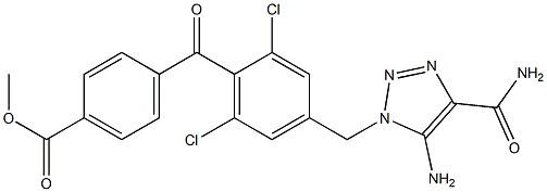 4-[4-[(5-Amino-4-aminocarbonyl-1H-1,2,3-triazol-1-yl)methyl]-2,6-dichlorobenzoyl]benzoic acid methyl ester Struktur