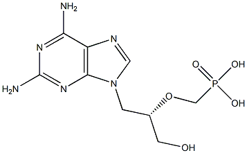 [[(1S)-1-(Hydroxymethyl)-2-(2,6-diamino-9H-purine-9-yl)ethoxy]methyl]phosphonic acid Struktur