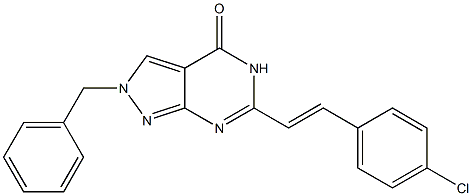 6-(p-Chlorostyryl)-2-benzyl-2H-pyrazolo[3,4-d]pyrimidin-4(5H)-one Struktur