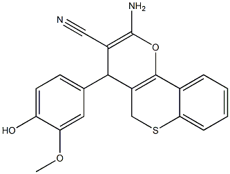 2-Amino-4-[4-hydroxy-3-methoxyphenyl]-4H,5H-[1]benzothiopyrano[4,3-b]pyran-3-carbonitrile Struktur