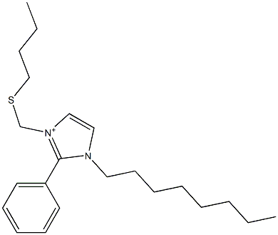 1-Octyl-2-phenyl-3-[(butylthio)methyl]-1H-imidazol-3-ium Struktur