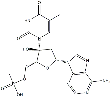 Methylphosphonic acid [3'-thymidyl][2'-deoxy-5'-adenosyl] ester Struktur