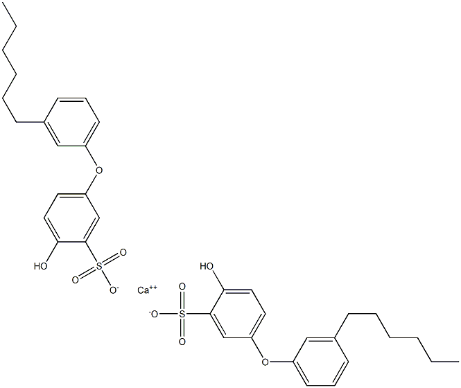 Bis(4-hydroxy-3'-hexyl[oxybisbenzene]-3-sulfonic acid)calcium salt Struktur