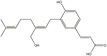 3-[(2E)-3-(Hydroxymethyl)-7-methyl-2,6-octadien-1-yl]-4-hydroxy-trans-cinnamic acid Struktur