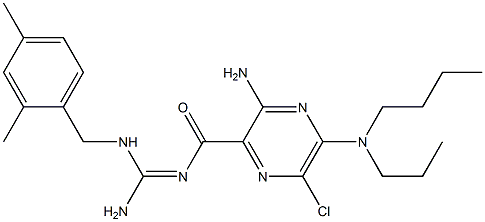 3-Amino-6-chloro-5-[propyl(butyl)amino]-N-[(2,4-dimethylbenzylamino)(amino)methylene]-2-pyrazinecarboxamide Struktur