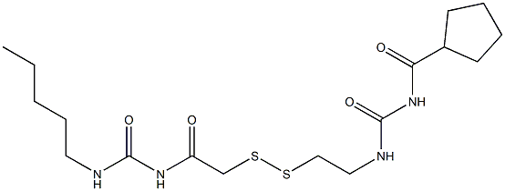 1-(Cyclopentylcarbonyl)-3-[2-[[(3-pentylureido)carbonylmethyl]dithio]ethyl]urea Struktur