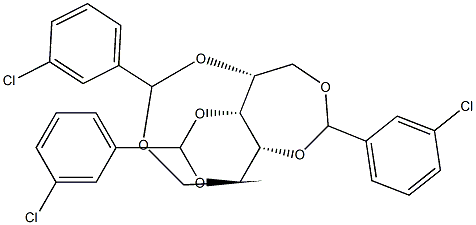 1-O,5-O:2-O,4-O:3-O,6-O-Tris(3-chlorobenzylidene)-D-glucitol Struktur